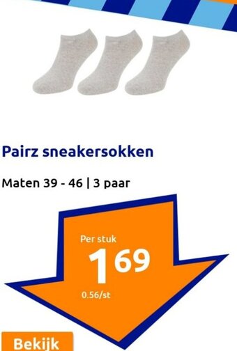 Action Pairz sneakersokken Maten 39-46 | 3 paar aanbieding