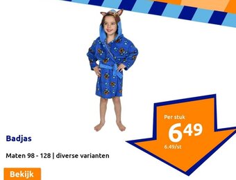Action Badjas Maten 98 - 128 | diverse varianten aanbieding