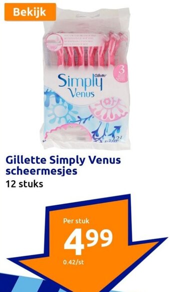 Action Gillette Simply Venus scheermesjes 12 stuks aanbieding