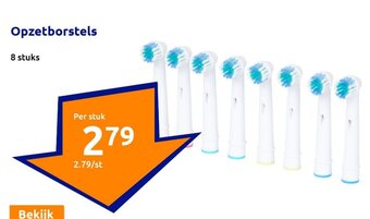 Action Opzetborstels 8 stuks aanbieding