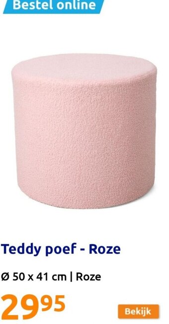 Action Teddy poef - Roze Ø 50 x 41 cm | Roze aanbieding