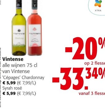 Colruyt Vintense alle wijnen 75 cl van Vintense 'Cépages' Chardonnay , Syrah rosé aanbieding