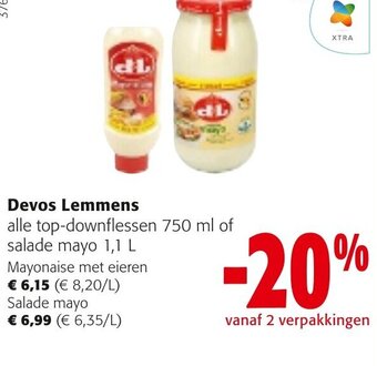 Colruyt Devos Lemmens alle top-downflessen 750 ml of salade mayo 1,1 L aanbieding