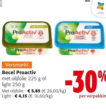 Colruyt Becel Proactiv met olijfolie 225 g of light 250 g aanbieding