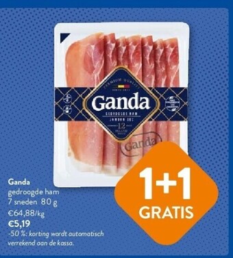 OKay Ganda gedroogde ham 7 sneden 80 g aanbieding
