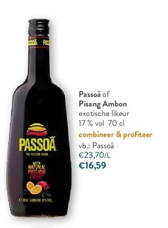 OKay Passoã of pisang ambon exotische likeur 17 % vol 70 cl aanbieding