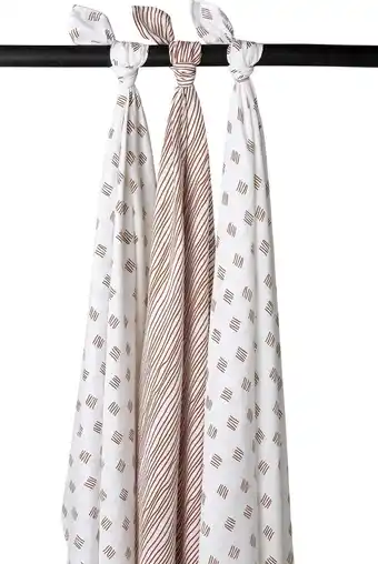 Meyco baby block stripe swaddle - 3-pack - hydrofiel - camel - 120x120cm