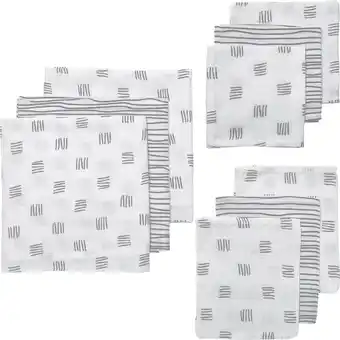 Meyco baby block stripe starterset - 9-pack - hydrofiel - grey