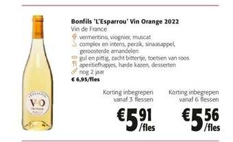 Colruyt Bonfils 'l'esparrou' vin orange 2022 aanbieding