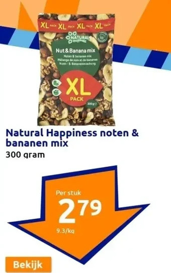 Action Natural happiness noten & bananen mix aanbieding