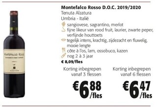 Colruyt Montefalco rosso d.o.c. 2019/2020 aanbieding