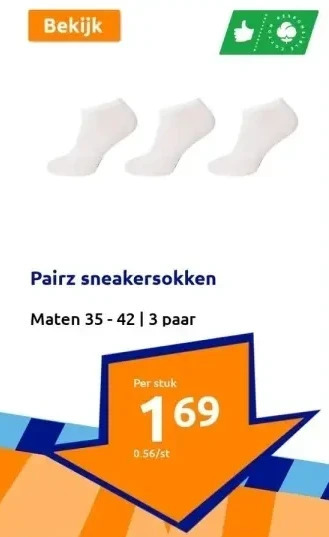 Action Pairz sneakersokken aanbieding