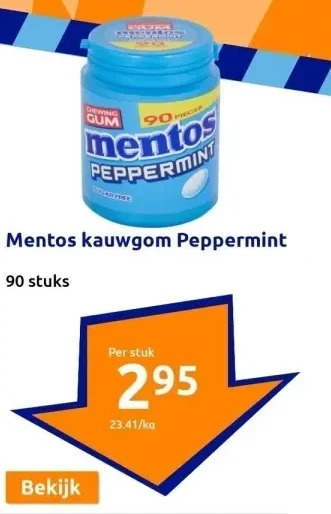 Action Mentos kauwgom peppermint aanbieding