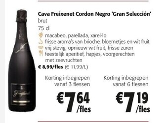 Colruyt Cava freixenet cordon negro 'gran selección' brut 75 cl aanbieding