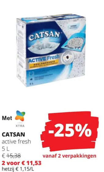 Spar Colruyt CATSAN active fresh 5L aanbieding