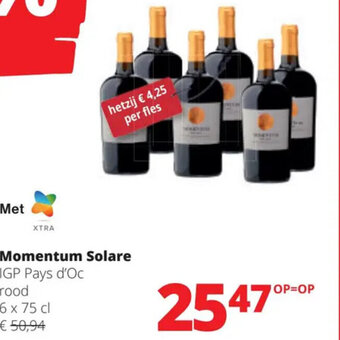 Spar Colruyt Momentum Solare IGP Pays d'Oc rood 6 x 75cl aanbieding