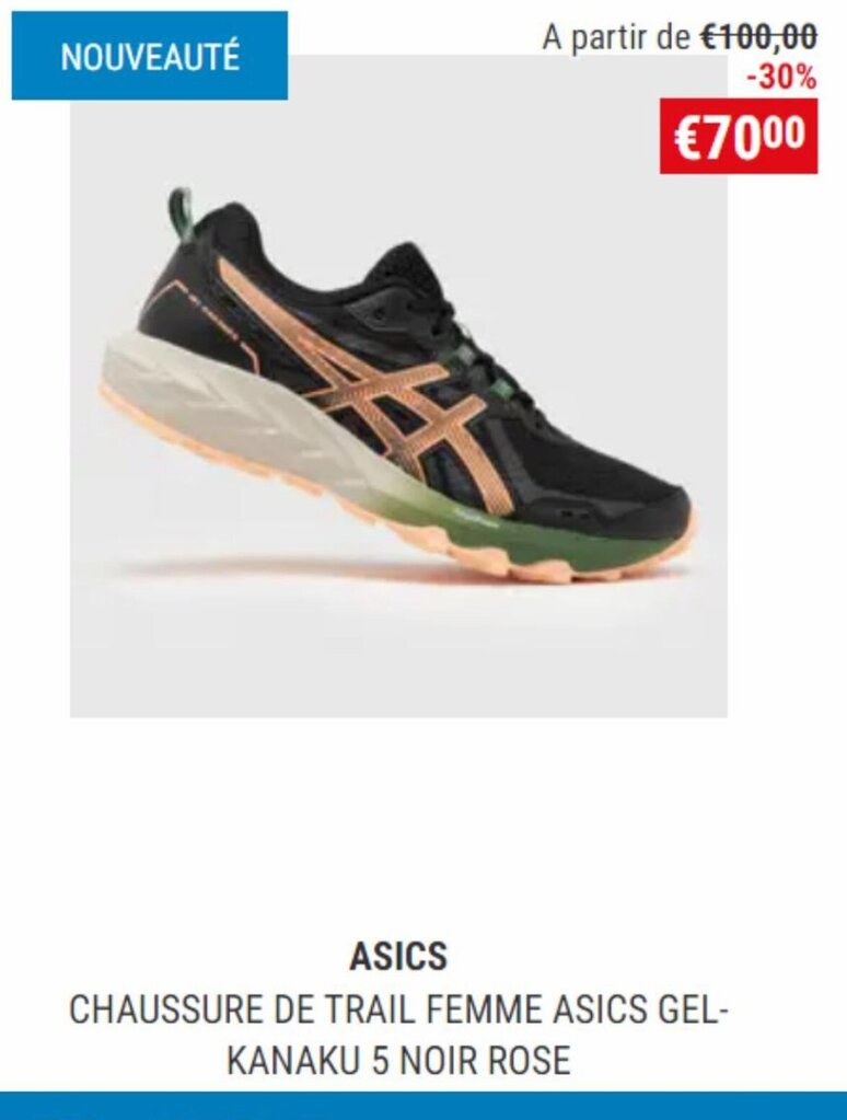 Decathlon ASICS CHAUSSURE DE TRAIL FEMME ASICS GEL-KANAKU 5 NOIR ROSE aanbieding