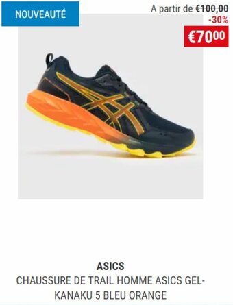 Decathlon ASICS CHAUSSURE DE TRAIL HOMME ASICS GEL-KANAKU 5 BLEU ORANGE aanbieding