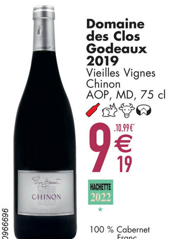 Cora Domaine des Clos Godeaux 2019 Vieilles Vignes Chinon AOP, MD, 75 cl aanbieding