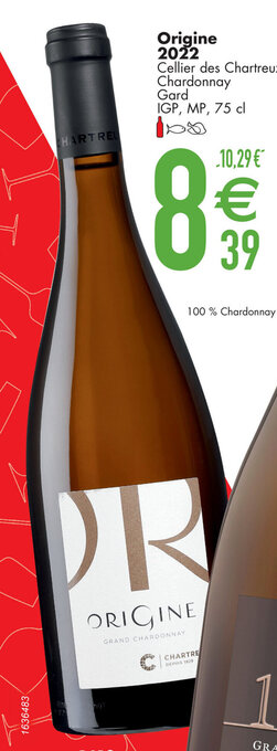 Cora Origine 2022 Cellier des Chartreux Chardonnay Gard IGP, MP, 75 cl aanbieding