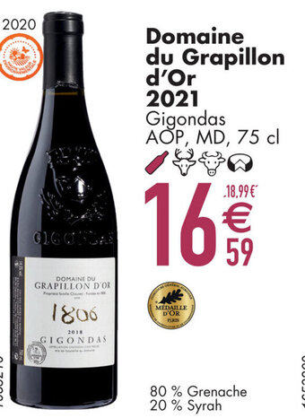 Cora Domaine du Grapillon d'Or 2021 Gigondas AOP, MD, 75 cl aanbieding