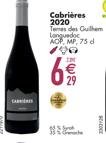 Cora Cabrières 2020 Terres des Guilhem Languedoc AOP, MP, 75 cl aanbieding