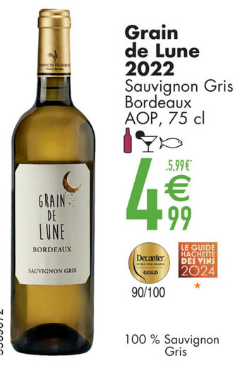 Cora Grain de Lune 2022 Sauvignon Gris Bordeaux AOP, 75 cl aanbieding