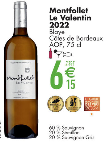 Cora Montfollet Le Valentin 2022 Blaye Côtes de Bordeaux AOP, 75 cl aanbieding