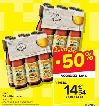 Carrefour Market Bier Tripel Karmeliet 6 x 33 cl aanbieding