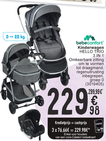 Cora Kinderwagen HELLO TRIO 3 IN 1 aanbieding