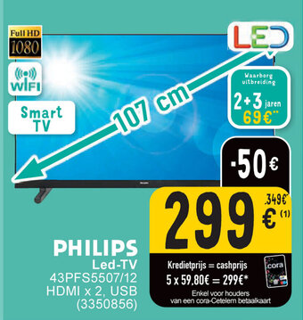 Cora PHILIPS Led-TV 107 cm aanbieding