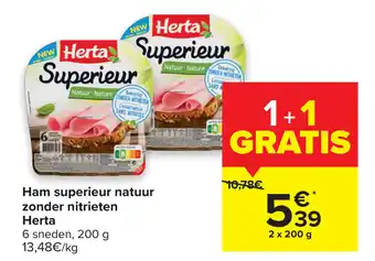 Carrefour Herta Ham superieur natuur zonder nitrieten aanbieding