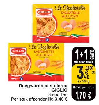 Cora Deegwaren met eieren GIGLIO aanbieding