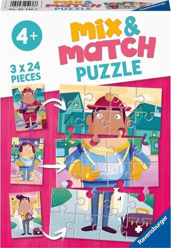 Bol.com Ravensburger mix & match puzzel de leukste beroepen - 3 x 24 stukjes - kinderpuzzel aanbieding
