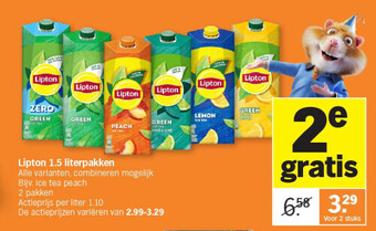 Albert Heijn Lipton 1.5 literpakken aanbieding