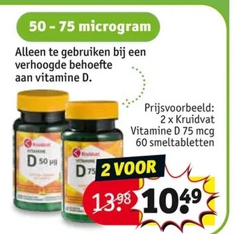 Kruidvat Kruidvat vitamine d 75 mcg 60 smeltabletten aanbieding
