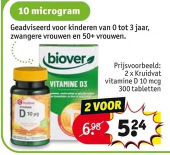 Kruidvat Kruidvat vitamine d 10 mcg 300 tabletten aanbieding