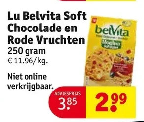 Lu belvita soft chocolade en rode vruchten 250 gram