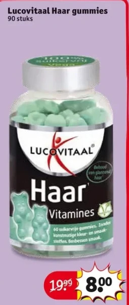 Kruidvat Lucovitaal haar gummies 90 stuks aanbieding