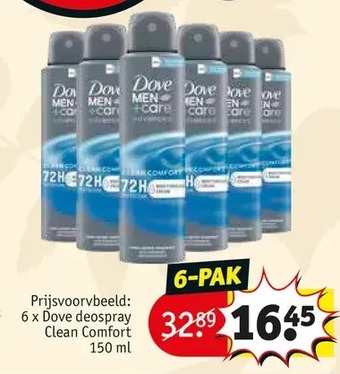 Kruidvat Dove deospray clean comfort 150 ml aanbieding