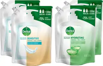 Bol.com Dettol - handzeep - antibacterieel - 2x500ml navulling met aloë vera & 2x500ml navulling sensitive gevoelige huid - met 75% m aanbieding