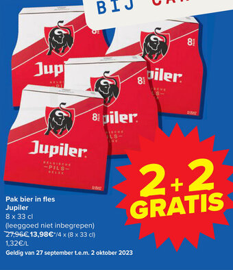 Carrefour Jupiler Pak bier in fles 8 x 33cl aanbieding