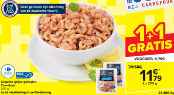 Carrefour Gepelde grijze garnalen Carrefour 2 x 200g aanbieding