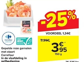 Carrefour Gepelde roze garnalen met staart aanbieding