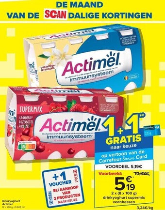 Carrefour Drinkyoghurt actimel aanbieding