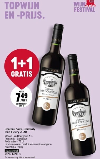 Delhaize Château saint-christoly jean fleury 2020 aanbieding