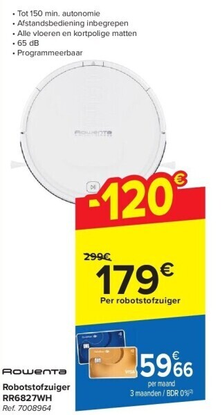 Carrefour Robotstofzuiger rr6827wh aanbieding