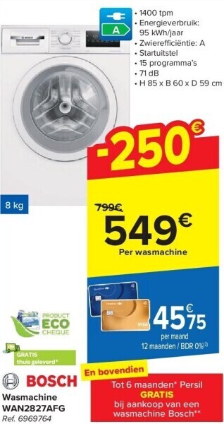 Carrefour Wasmachine wan2827afg aanbieding