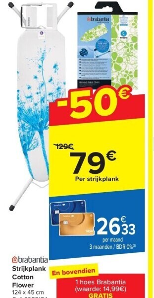 Carrefour Strijkplank cotton flower aanbieding
