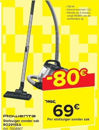Carrefour Stofzuiger zonder zak ro2915ea aanbieding